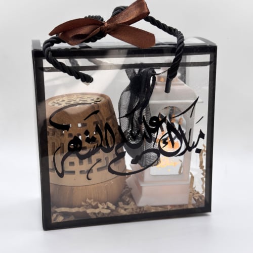 توزيعات الفانوس والمبخرة الخشبية ( 4 حبات )