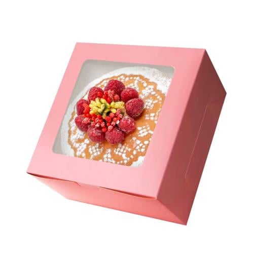 علب كيك 15*15 وردي فاتح