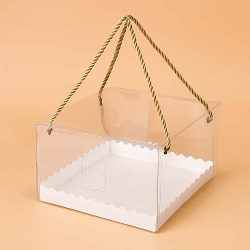 علب شفافه للكيك بحبل