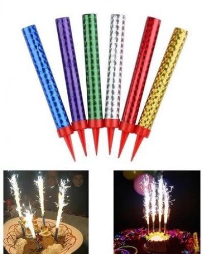 شموع كيك شموع شرار 15 سم 6حبات