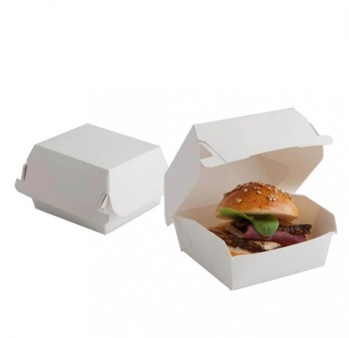 علب برجر كرتون ابيض