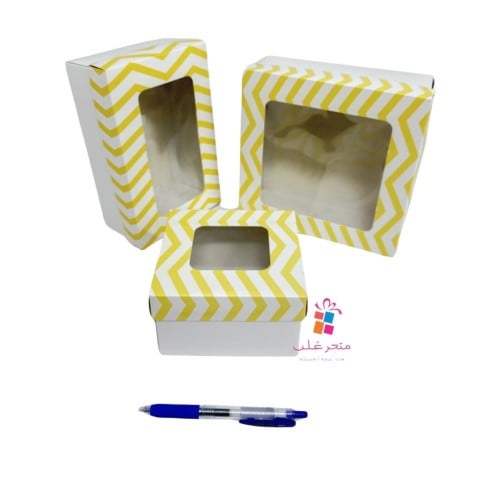 علب معمول اصفر مموج ب 3 مقاسات مختلفه 12 حبة