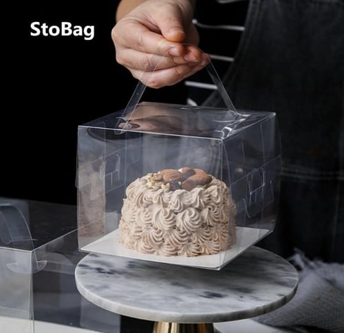 علب كيك شفافة مع الحامل