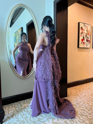 فستان سهرة الياقوت الأرجواني