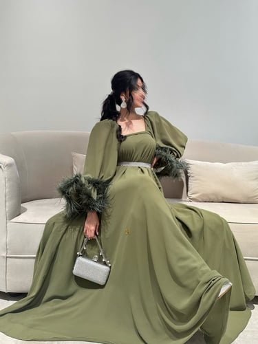 فستان الفلوريت الأخضر