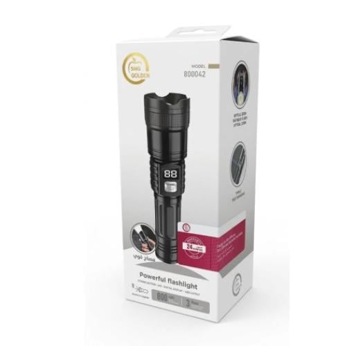 GOLDEN PLUS - مصباح يدوي قوي مزدوج الاضاءه مع شاشه...