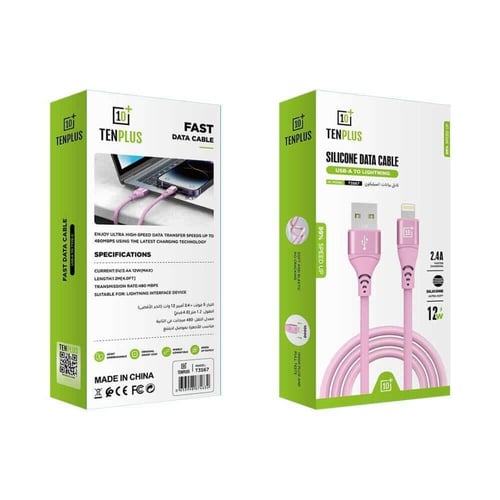 TENPLUS - كيبل سيليكون شحن من يو اس بي الى لايتينق...