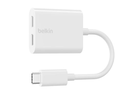 Belkin -وصلة بمنفذين تايب سي - أبيض
