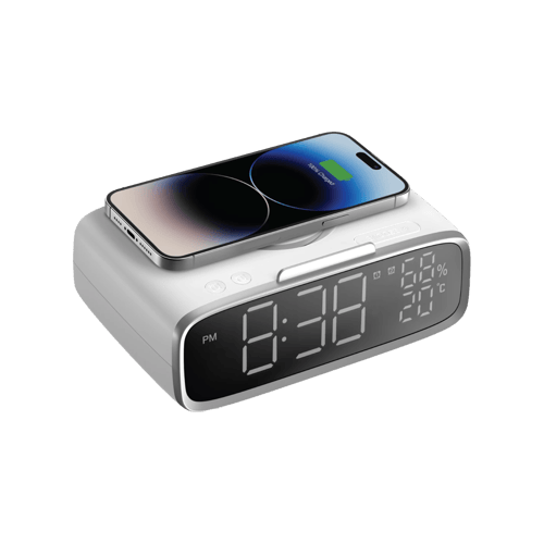 ساعة رقمية مع شاحن لاسلكي ومكبر صوت Q.CLOCK5 - أبي...