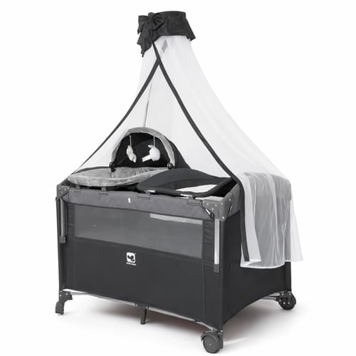 سرير ومحبس اطفال بناموسية وألعاب + طاولة تغيير