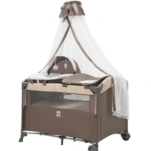 سرير ومحبس اطفال بناموسية وألعاب + طاولة تغيير