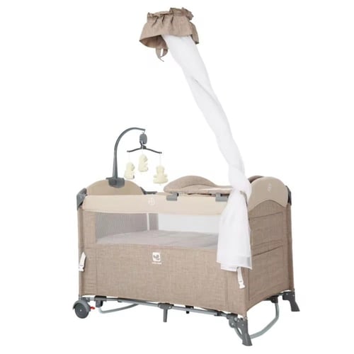 سرير ومحبس اطفال بناموسية وألعاب + طاولة تغيير