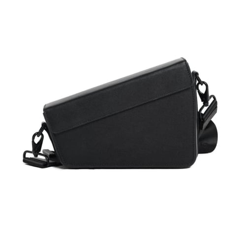 Black Signature Caw Leather Cross Body Bag