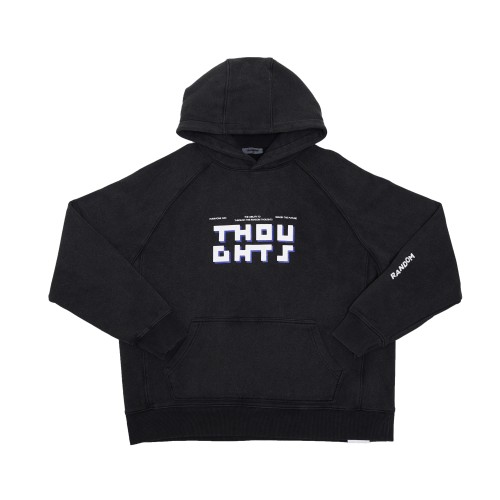 BLACK WASHED THOUGHTS HOODIE