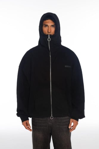 Zip-up Washed Black Sweatshirt