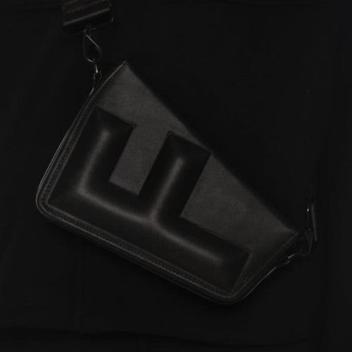 Black Signature Caw Leather Cross Body Bag