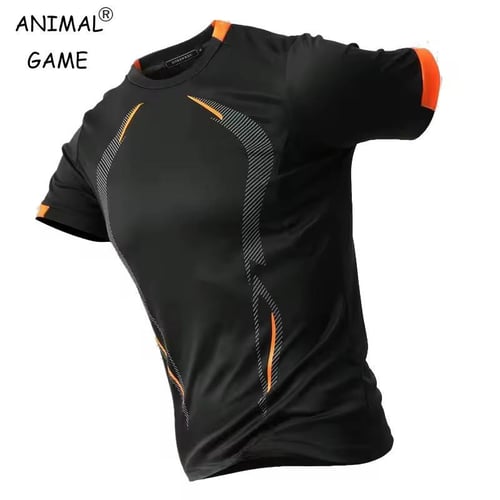 New men's breathable quick-dry running T-shirt sum...