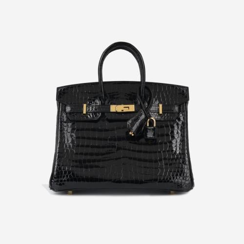 بيركن كروكو قفل ذهبي - Black