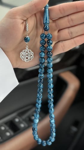 نحت حديدة / سبحة بكلايت تركواز بحري