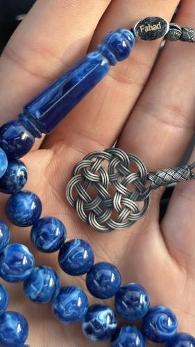 نحت حديدة / ازرق مخلوط طربزونة فضة