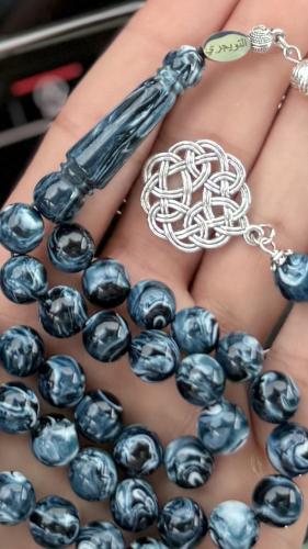 نحت حديدة / سبحة بكلايت تركواز داكن