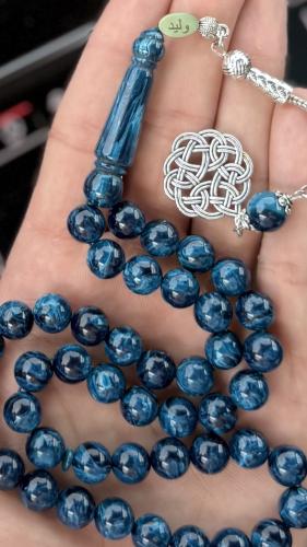 نحت حديدة / سبحة بكلايت تركواز بحري