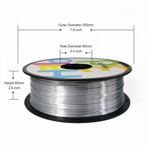 Hello3D PLA Silk-Like (Silver) 3D Filament 1.75Ø,...