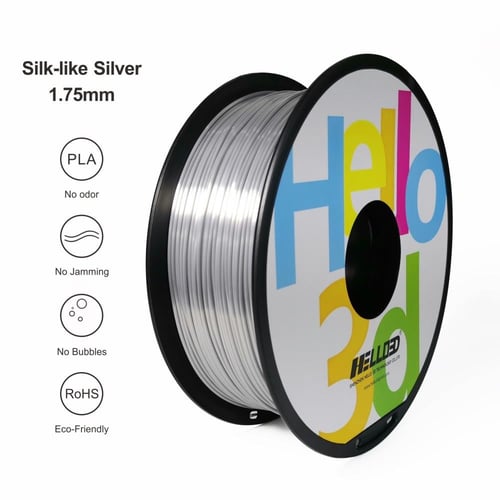 Hello3D PLA Silk-Like (Silver) 3D Filament 1.75Ø,...