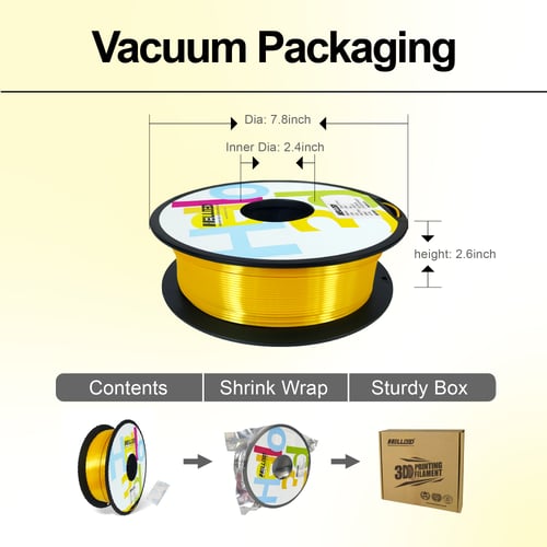Hello3D PLA Silk-Like (Gold) 3D Filament 1.75Ø, 1k...
