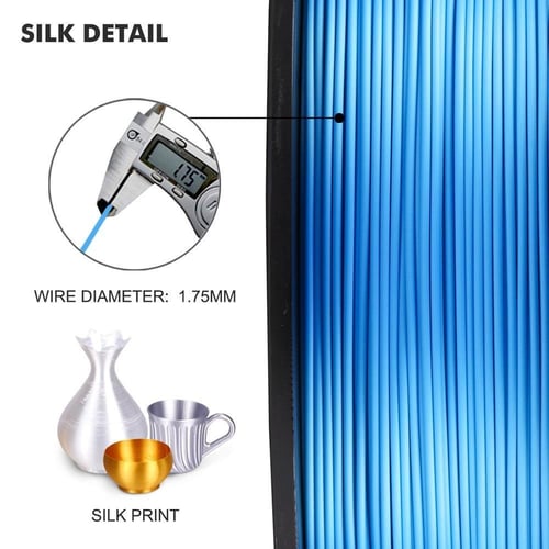 SUNLU Silk PLA+ (Blue) 3D Printing Filament 1.75Ø,...