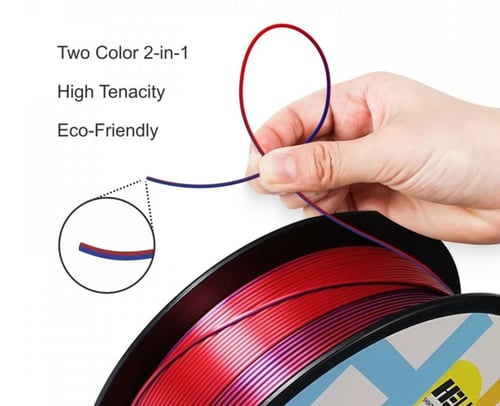 Hello3D PLA Bicolor silky (Blue&Red) 3D Filament 1...