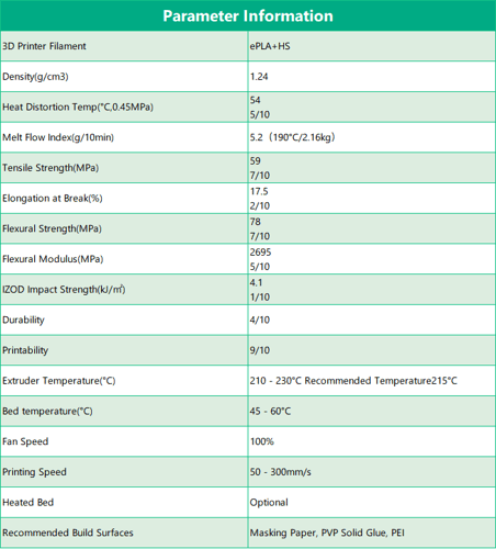 eSUN PLA+ HS (Black) 3D Filament 1.75Ø, 1kg