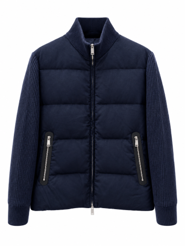 جاكيت زينيا رجالي كحلي مبطن بأكمام محبوكة | Zegna...