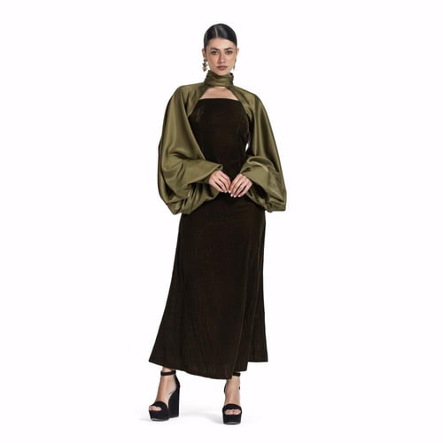 Maison Ein Velvet & Silk Maxi Dress