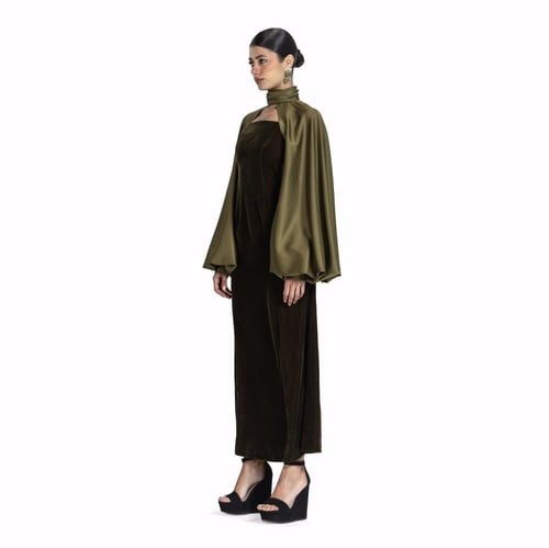 Maison Ein Velvet & Silk Maxi Dress