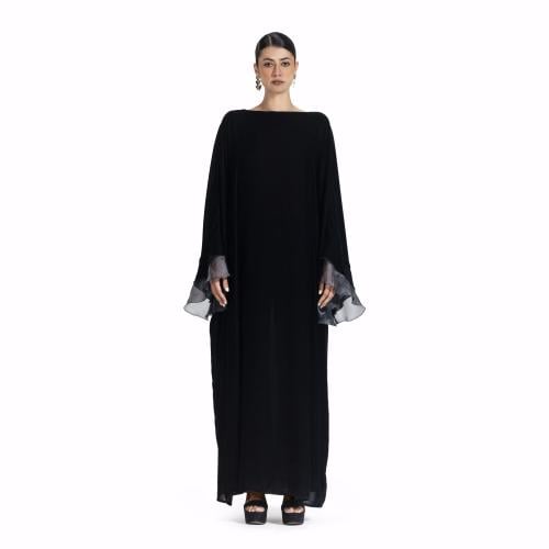 Maison Ein Silk Velvet Maxi Dress with Gazar Sleev...