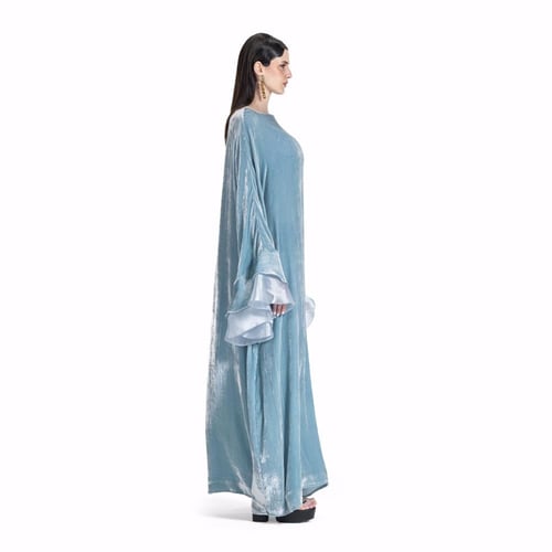 Maison Ein Silk Velvet Maxi Dress with Gazar Sleev...