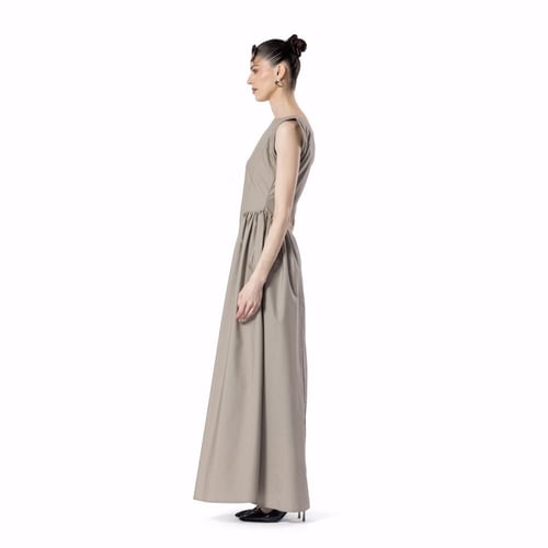 Gathered Linen Flow – TAUPE