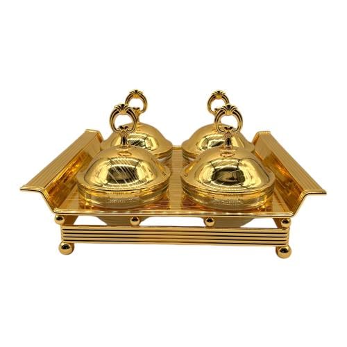 صحن تقديم ذهبي 4 أقسام صغير