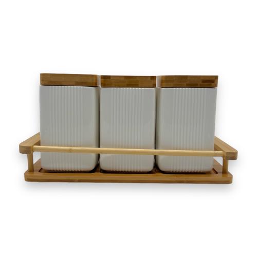 طقم بهارات 3 قطع مخطط ابيض