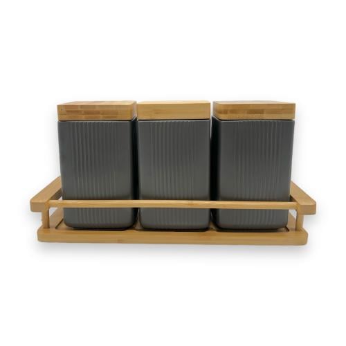 طقم بهارات 3 قطع مخطط رمادي