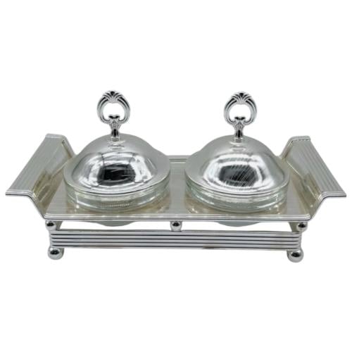 صحن تقديم فضي قسمين كبير