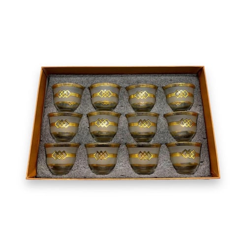 طقم فناجيل قهوة ذهبي شفاف 12 قطعة