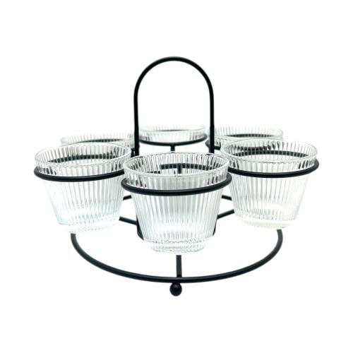 ستاند فناجيل قهوة اسود مع 6 فناجيل