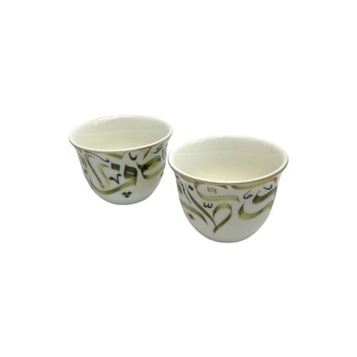 طقم فناجيل قهوة ابيض بنقش تراثي 12 قطعة