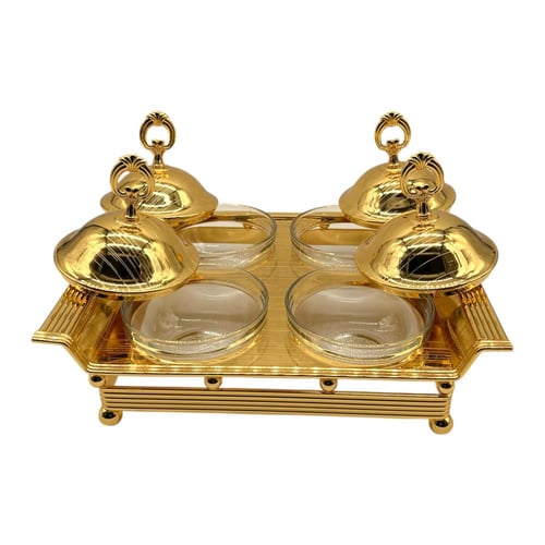 صحن تقديم ذهبي 4 أقسام صغير