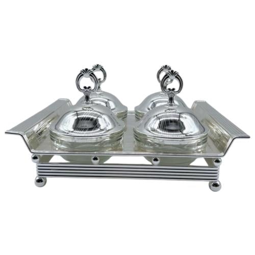 صحن تقديم فضي 4 اقسام كبير