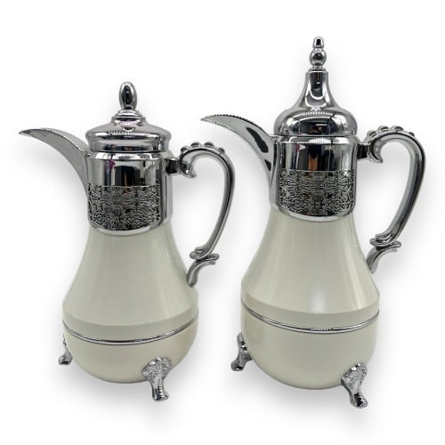 طقم ترامس العنود شاي وقهوة ابيض فضي