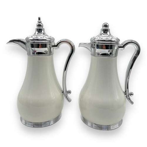 طقم ترامس الجود شاي وقهوة ابيض فضي