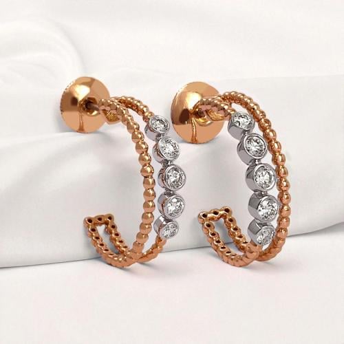 حلق الماس برلنت على ذهب ابيض و روز W759-10